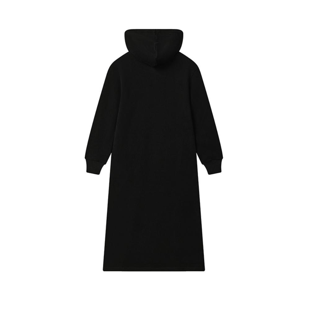 Fila Original Dark Minimalist Trendy Style Long Hooded Loose Dress Women Dresses F51W539303FBK
