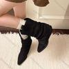 Fashion Comemore Autumn Vintage Pointed Toe Women Western Cowboy Boots Fashion Slip on Shoes Ladies Elegant Thick Heel Short Booties