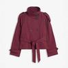 Retro Double-Breasted Lapel Short Trench Coat with Belt
