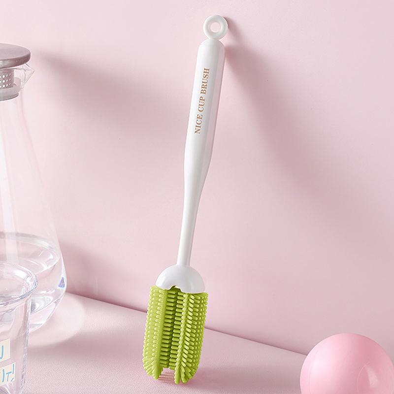 

3In1 Silicone Milk Bottle Brush Long Handle Water Glass Cup Cleaning Brush Multifunctional Kitchen Cleaning Tool зелений