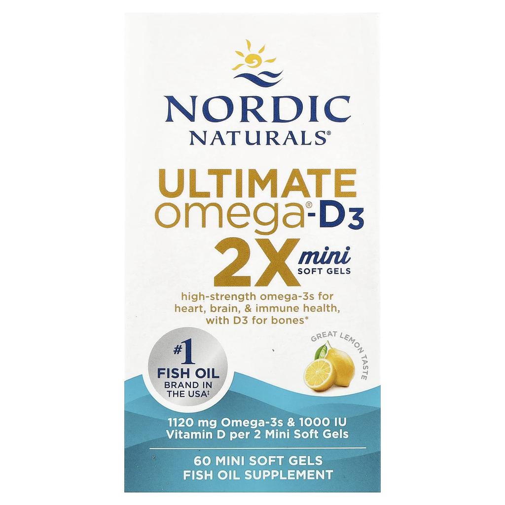 Ultimate Omega®-D3 2X, Lemon Flavor, 60 Mini Softgels