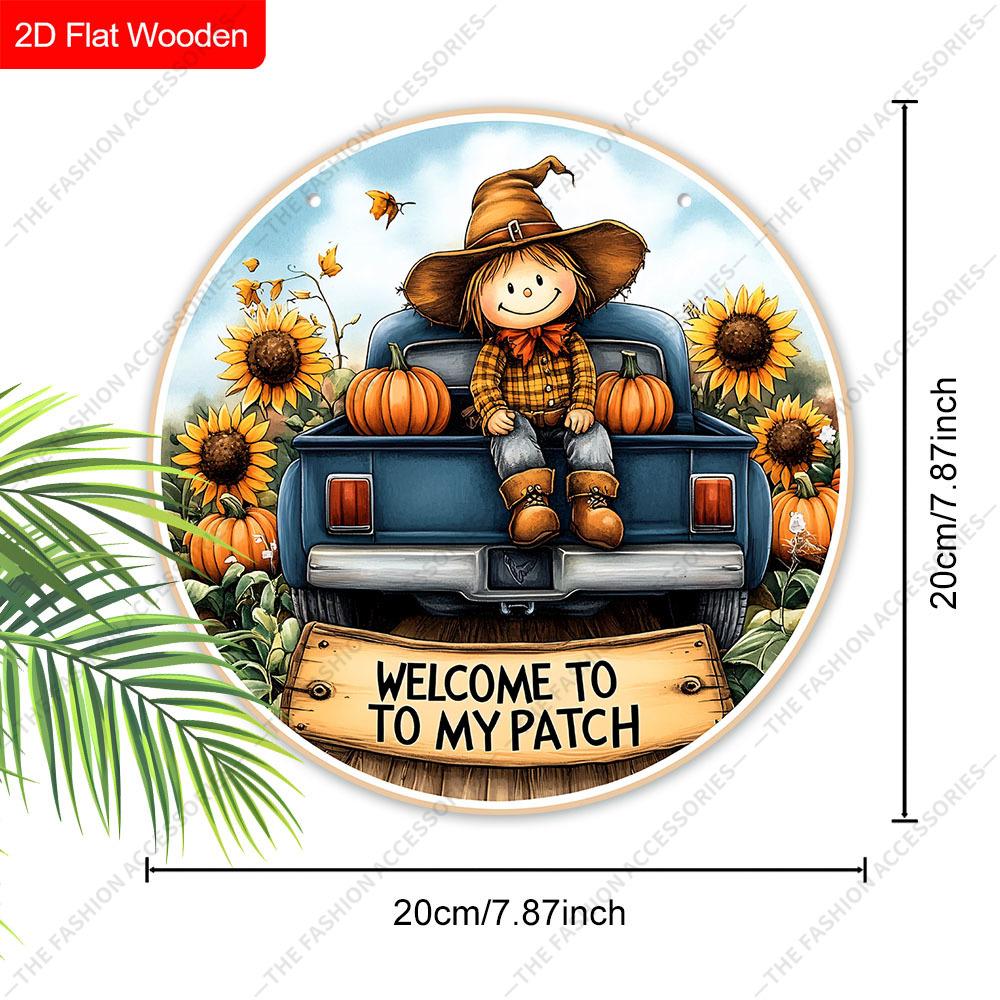 Garden decorations,autumn harvest festival decorations,wooden hanging decorative signs,Little girl and pumpkin pattern, 2D flat products