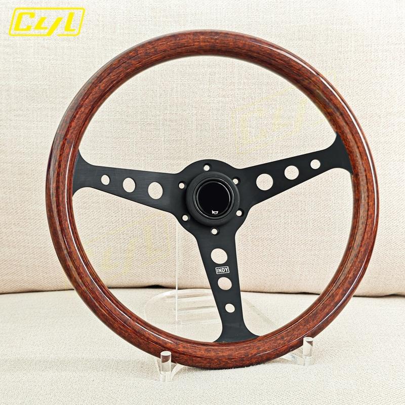 JDM INDY Classic Wood Style Steering Wheel Universal 14inch Racing Sports Drift Steering Wheel