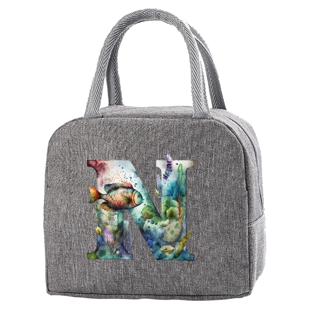 Wasserdichte Oxford Reißverschluss Isolierte Lunchtasche Tragbar Lebensmittelisolierung für Erwachsene Reisen Fisch Buchstaben Druck Box Picknick