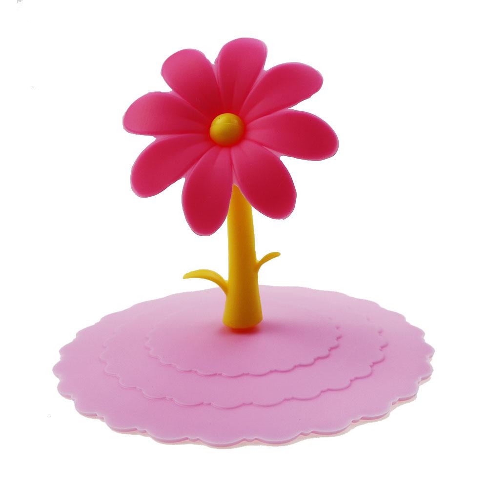 For Better Life 1PC Silicone Water Cup Lid Anti-dust Seals Glass Cap Cover Cute Flowers Adorn Easy To Clean Odorless Handle