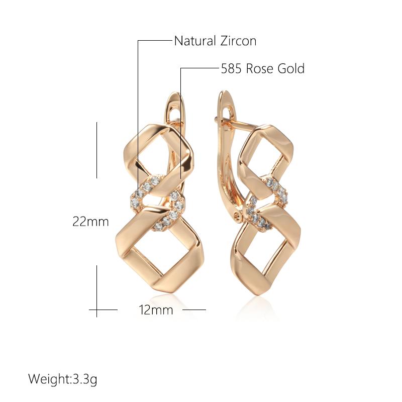 Simple Geometry Design Drop Earrings For Women  Rose Gold Color Natural Zircon Accessories Fashion Daily Fine Jewelry