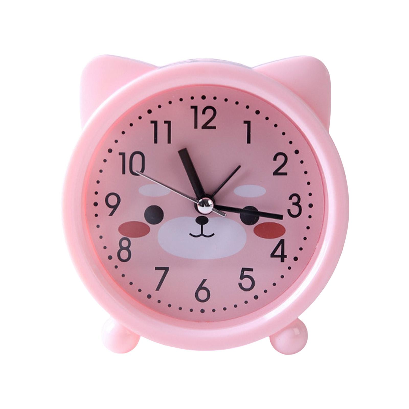 

Детский будильник с животными, настольные часы, часы с маленькими ушками, идеально подходят для украшения спальни и управления временем розовый