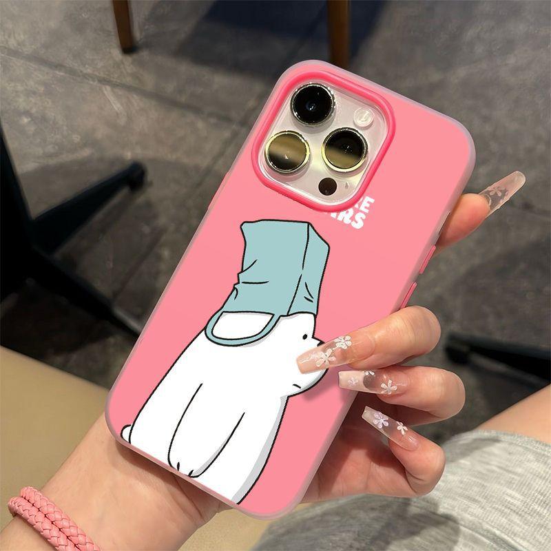 Simple White Bear Suitable for Apple 16/17promax Mobile Phone Case iPhone15 Skin Matte 14 Jelly Air Case