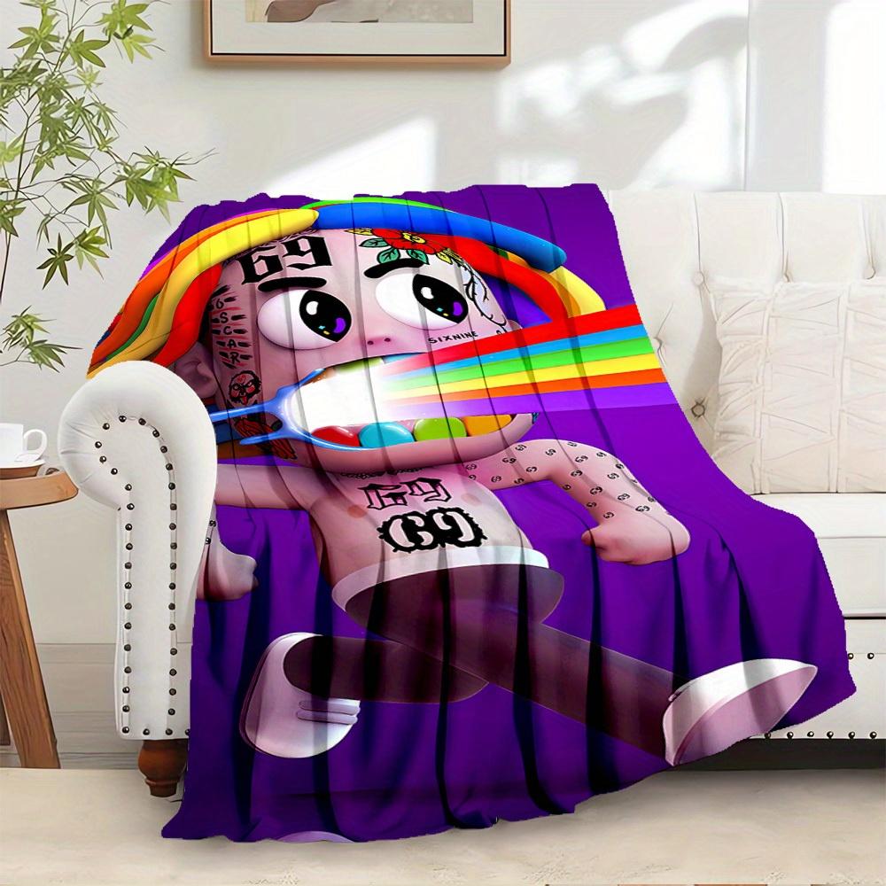 1pc 6ix9ine Tattle Tales Digital Print Flannel Blanket - Contemporary Style, Suitable for All Seasons, Perfect for Home, Travel, or Camping
