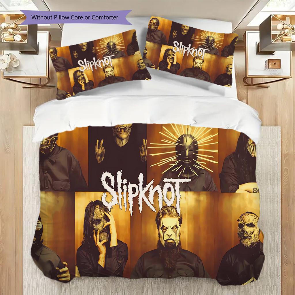 Slipknot Rock Band Bedding (1 * duvet cover + 2 * pillowcase, without core) 2D Flat Duvet cover and pillowcase Bedding set Soft and comfortable