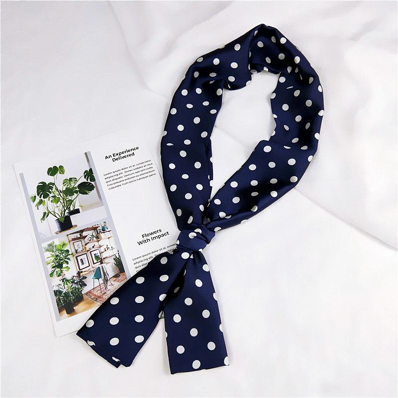 New Polka Dot Small Scarves Women'S Spring Styles Fashionable And Versatile Autumn And Winter Long Bags Wrist Scarves Decoration