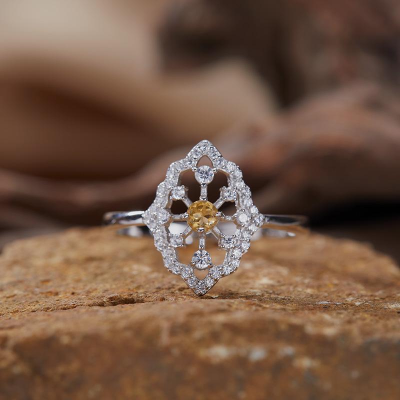 

S925 Sterling Silver Natural Gemstone Color Treasure Pendant Necklace Lace Clavicle Chain Light Luxury Premium Sense