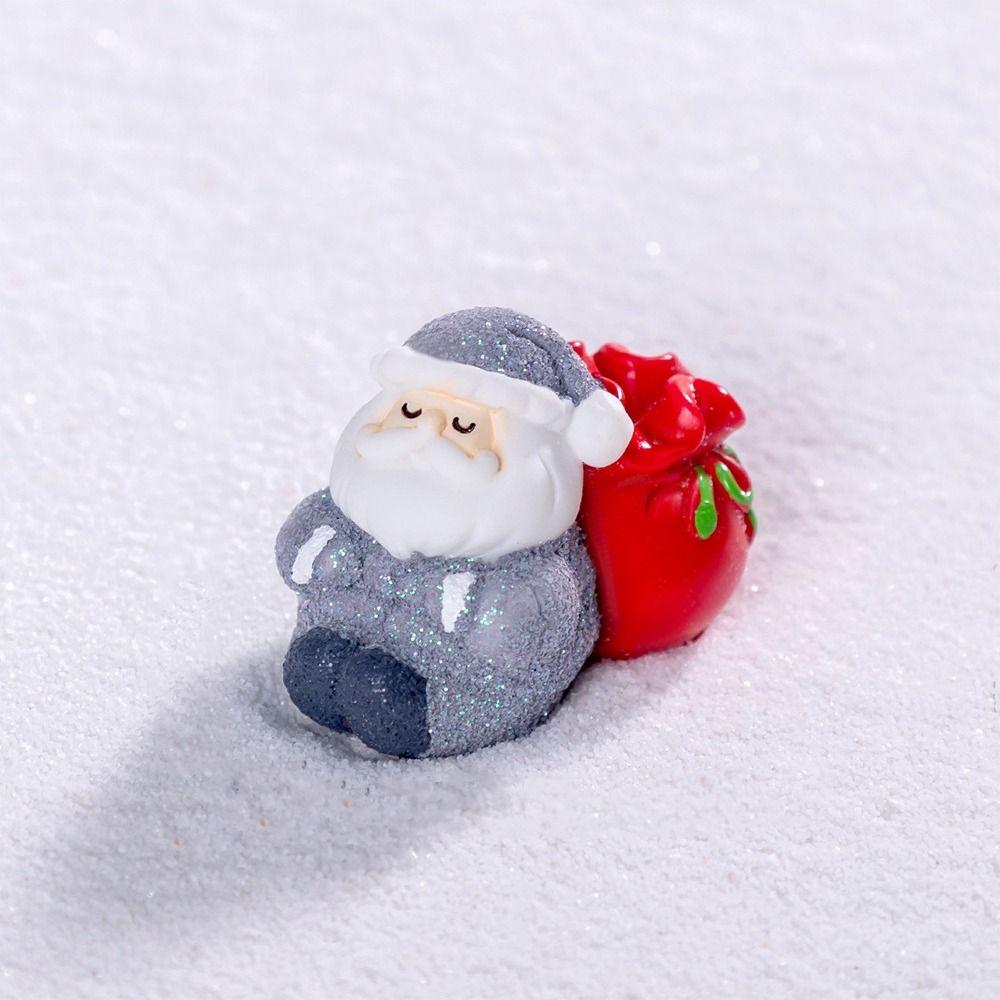 10pcs Cartoon Christmas Elderly Sled Figurine Cute DIY Mini Santa Claus Ornament Handmade Resin Crafts Santa Claus Statue