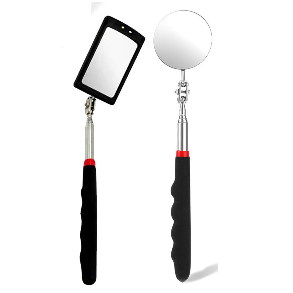 Inspection Mirror LED Light Telescoping Mirrors 360 Rotation Mechanic Tools Magnetic Mirror Telescopic Handle Repairing Tools