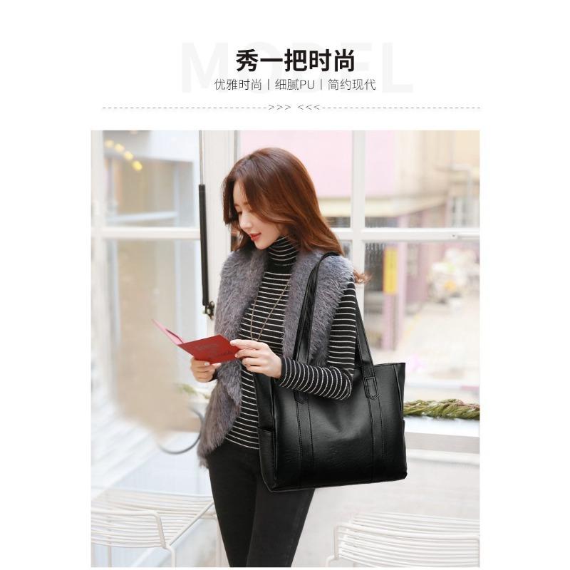Big Bag Women's 2 Fashionable Large-capacity Women's Bags Atmospheric Simple Handbags Soft Leather Texture Tote Women's Bags