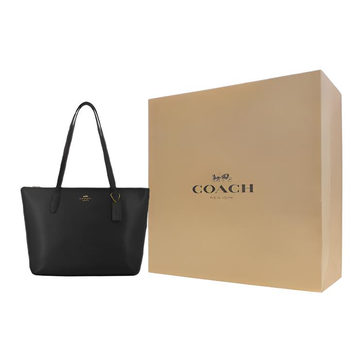 Coach Zip Top Tote 30 Simple Tote Bag Women Tote Bags Black 4454-IMBLK