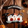 Wooden Ghost Door Decor Happy Halloween Sign, Three Indoor Outdoor Decoration Sign Hanger, Front Wall Hanging Party Supplies