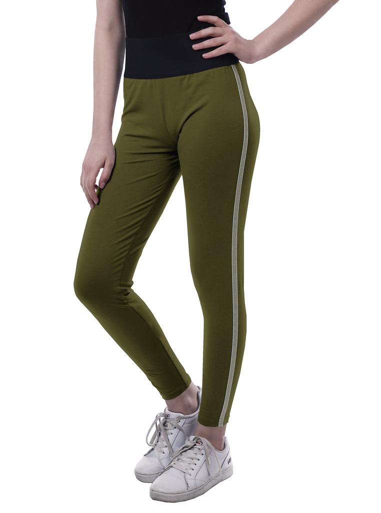 Moomaya High Waist Leggings For Women Side Strips Soft Workout Yoga Pants