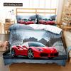 Sport Racing Car Duvet Cover Set Blue Race Car Bedding Set Full Size Boys Blue Flame Extreme Speed Sports Car Comforter Cover