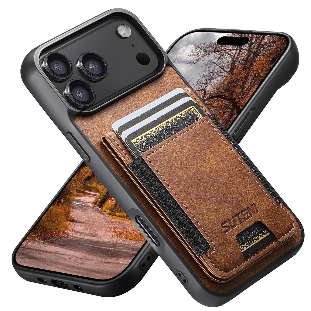 Universal Leather Phone Case with SIM Slot and Card Holder for Apple 17 Pro Max, Google 10 Pro XL, Samsung