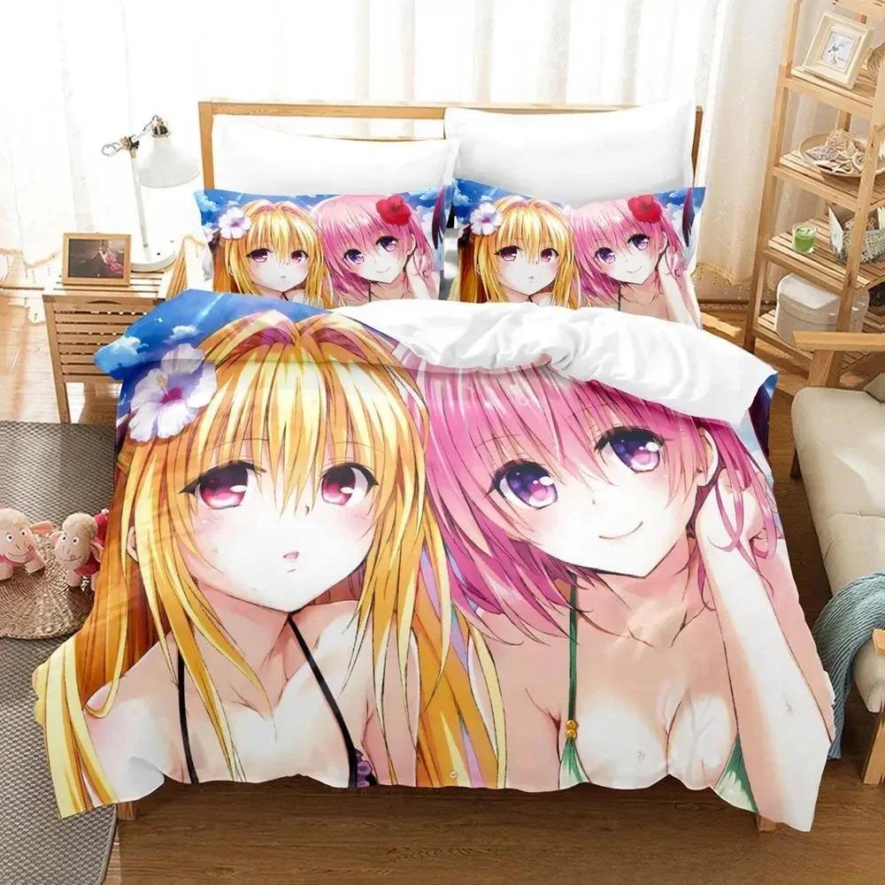New To Love Ru Bedding Set Cartoon Anime  two&three-piece set Adult Kid Bedroom Duvet cover Sets 3D Print Kawaii Anime Girls