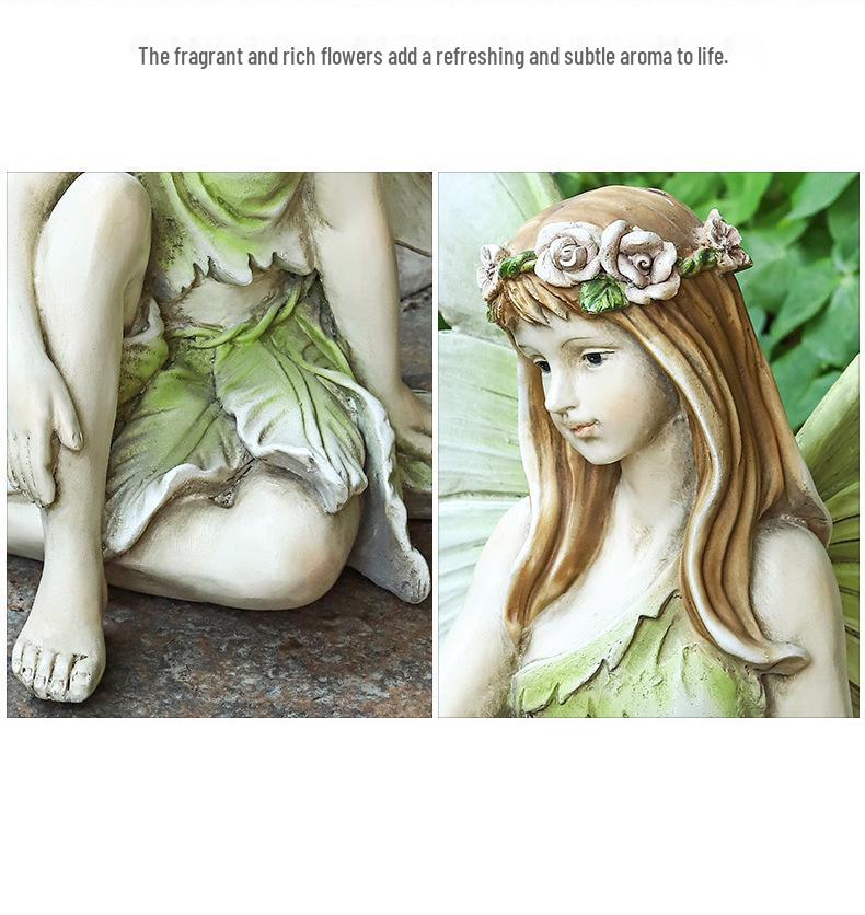 Gartenmädchen Blumenfee Harzstatue: Europäisches Kreatives Ornament für Haus-, Hof- oder Villendekoration.