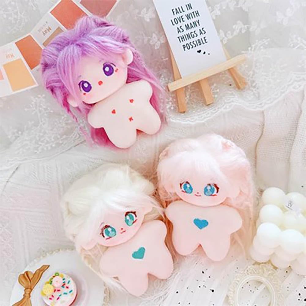 niannyyhouse 10cm Plush Girl Star Body Fried Hair No Attributes Cotton Doll Accessories (a1)