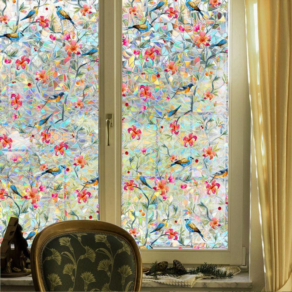 Daisy Window Sticker Green Leaf Glass Sticker Decorative Window Privacy Film Home Decoration