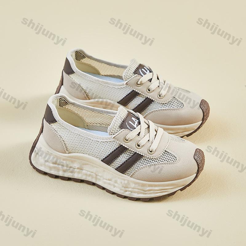 Fashion Women Chunky Sneakers 2025 Summer Outdoor Mesh Breathable Comfortable Sports Shoes Fashion Lace Up Height Increase Casual Shoes