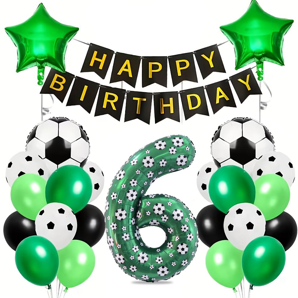 Football Number Balloon Set 0-9 Pentagram Balloons Happy Birthday Banner for Football Themed Birthday Party Decoration