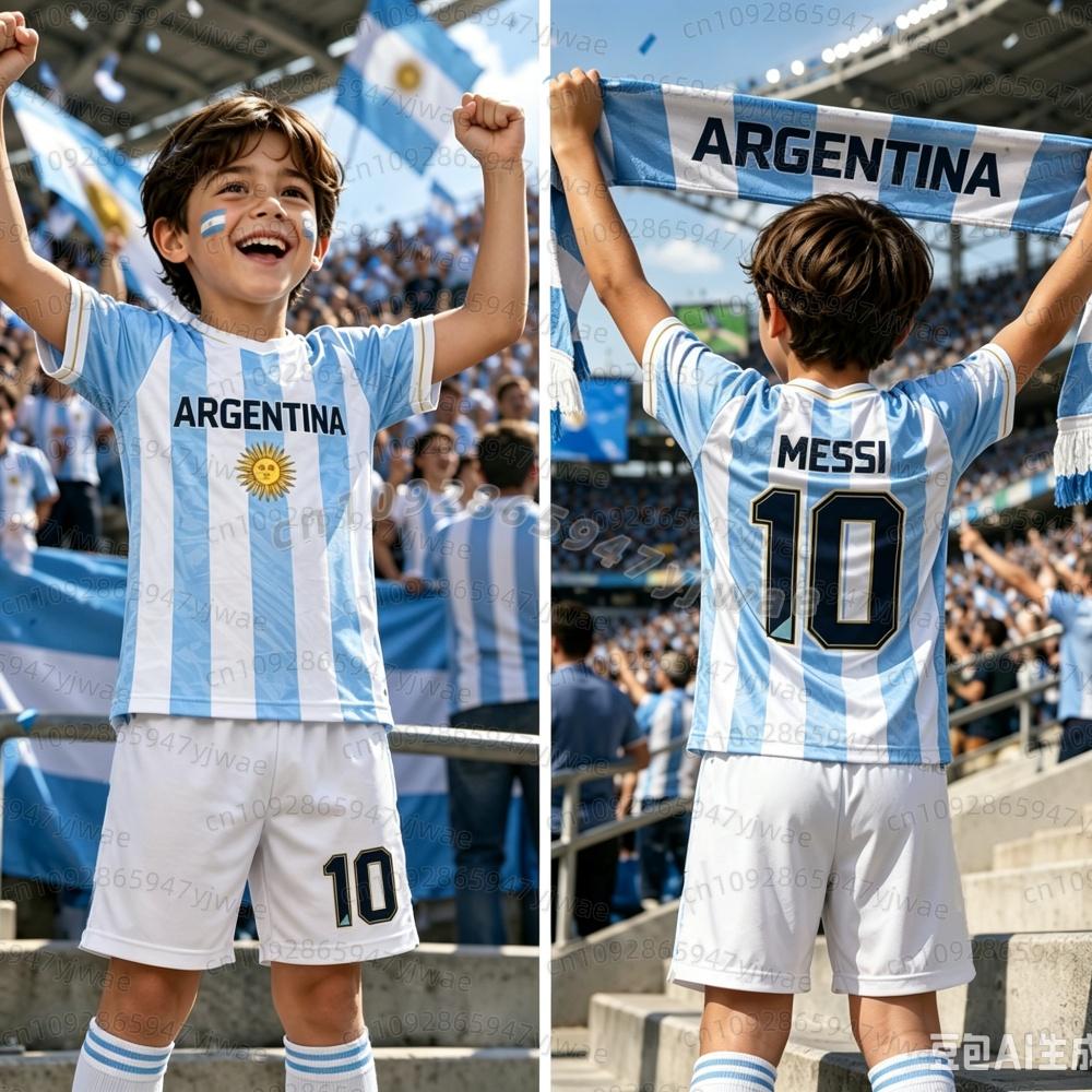 2026 BOYS Harajuku Argentina  Messi 10 Football Jersey Shorts Tee Set Women Men Kids Shirt And Shorts Summer Fans 2 Piece Sets