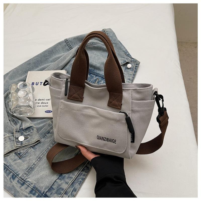 Canvasväska dam stor kapacitet ny toteväska axelväska högskolestudent klassväska crossbody toteväska