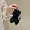 Shield Cat Plush Toy Silly Black Cat Stuffed Toy Decoration Knight Cat Plush Doll  Children