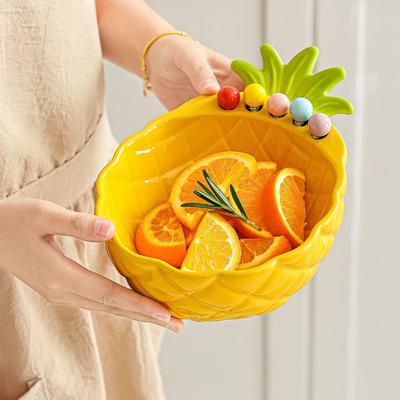 Cream-Style Fruit Serving Plate Reusable Ceramic Fruit Bowl Ceramic Fruit Plate Desktop Decoration