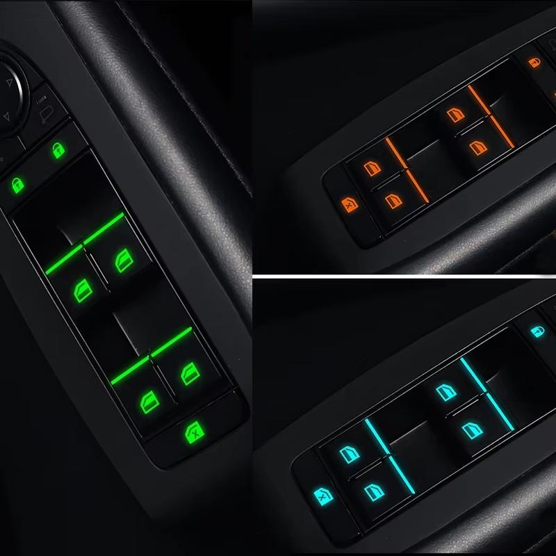 Universal Car Luminous Window Switch Sticker 18 Pieces Fluorescent Door Control Button Decal Auto Interior Decorative Mod Access