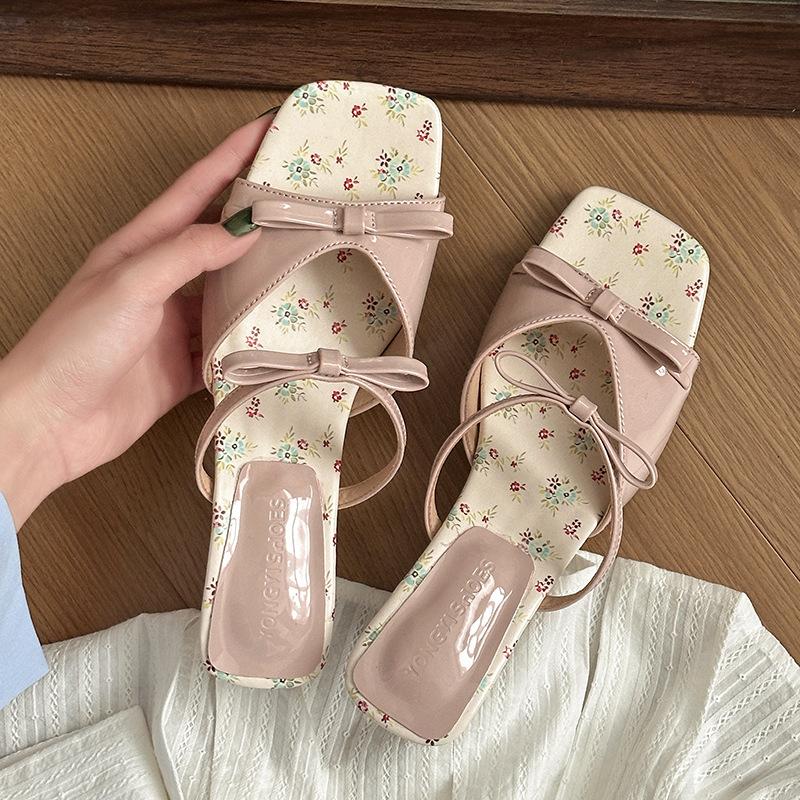 Beautiful Bow Wedge Heel Temperament Sandals Women's Summer Wear New with Fashion Skirt Fairy Style High Heel Cool Slippers