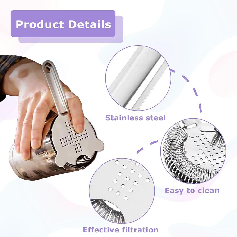 2Pcs Stainless Steel Bar Cocktail Strainer For Home Kitchen Bar Accessories