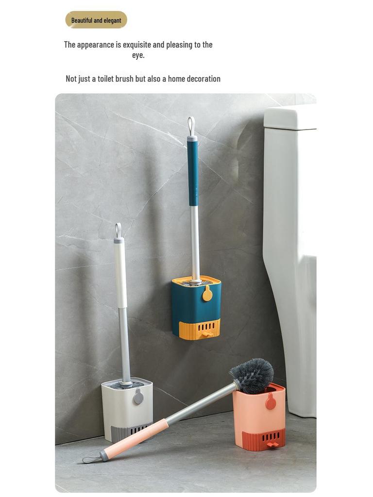 Wall-Mounted Long-Handled Toilet Brush with Drain Pan for Effective Cleaning