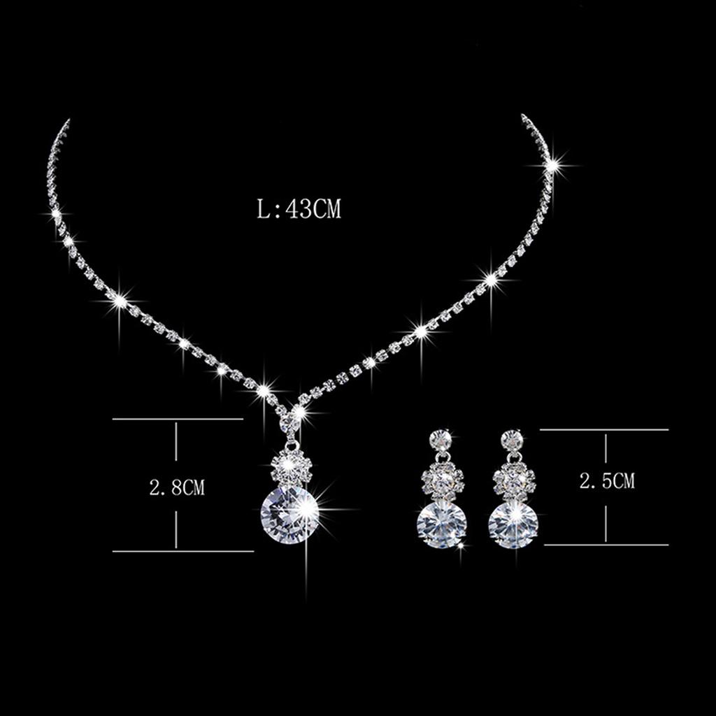 3PC Women's Fashion Geometric Round Necklace Earrings Zircon Set Suitable for Wedding, Party, Festival Gifts-4251
