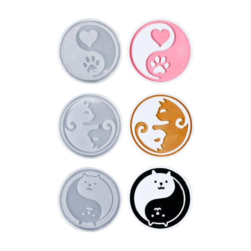 Animal Themed Coaster Tray Silicone Mold Epoxy Resin Mold for Stylish Home Decoration Handmade Cup Mat Mould
