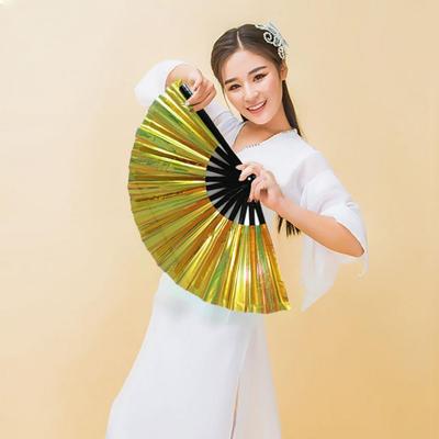 Hand Fan  Attractive 13 Inch Large Shining Rave Hand Fan  Transparent Chinese Fan