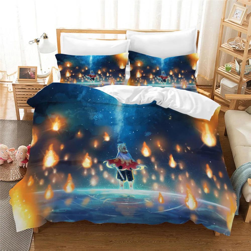 Demon Slayer Anime Bedding Set 3d Duvet Cover Sets Pillowcase Bedclothes Home Textile Cartoon Twin Queen King Size Kids Gift