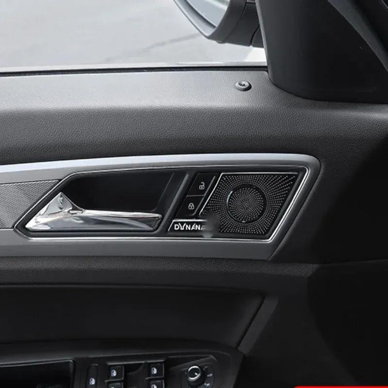For VW Volkswagen Atlas Teramont 2017- Interior Speaker Cover 4 Door Loudspeaker sound Pad Trim door handle bowl cover