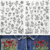 2Pc Perforated Plant Embroidery Decal DIY Hat Coat Dress Pants Accessories Cloth Sticker Flower Pattern Water Soluble Stabilizer