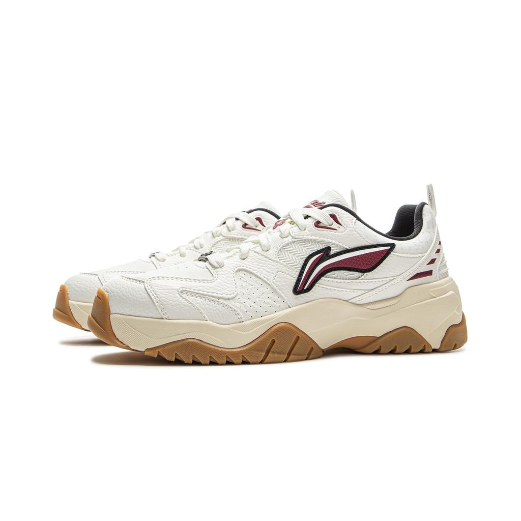 Li Ning Tianji 3 Slip Resistant Cushioning Abrasion Resistant Lightweight Low Top Skateboard Shoes Men's White Red AGCV085-5