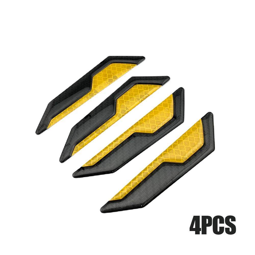 4x Car Side Door Edge Anti-scratch Reflective Strip Carbon Fiber Style Reflective Warning Protector Stickers Decor Warning Strip