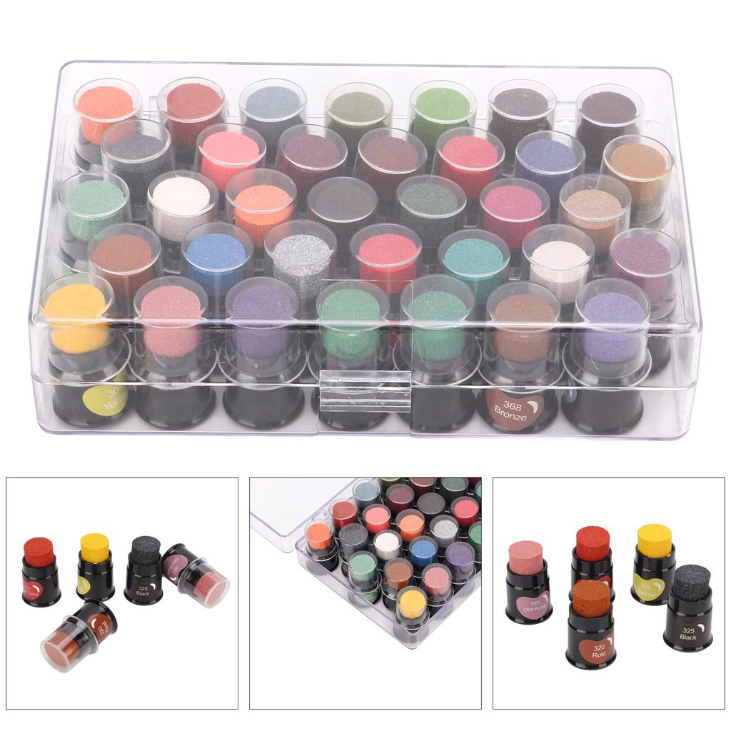 35 Colors Mini DIY Kids Ink Pad Water Based Stamp Pad Cute Broad Bean Shape Fingerprint Ink Pad for