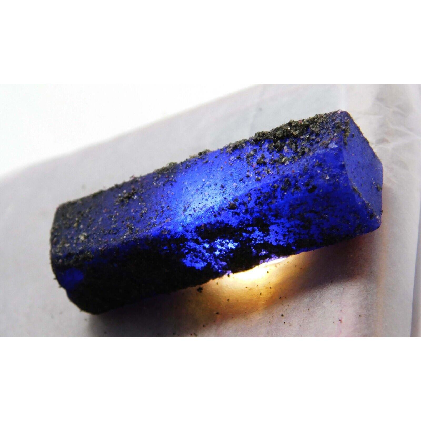 

150 Кт Натуральний Блакитний Танзаніт Необроблений СЕРТИФІКОВАНИЙ Неогранований Видобутий Землею Вільний Дорогоцінний Камінь AS-8474895689 37 mm синій