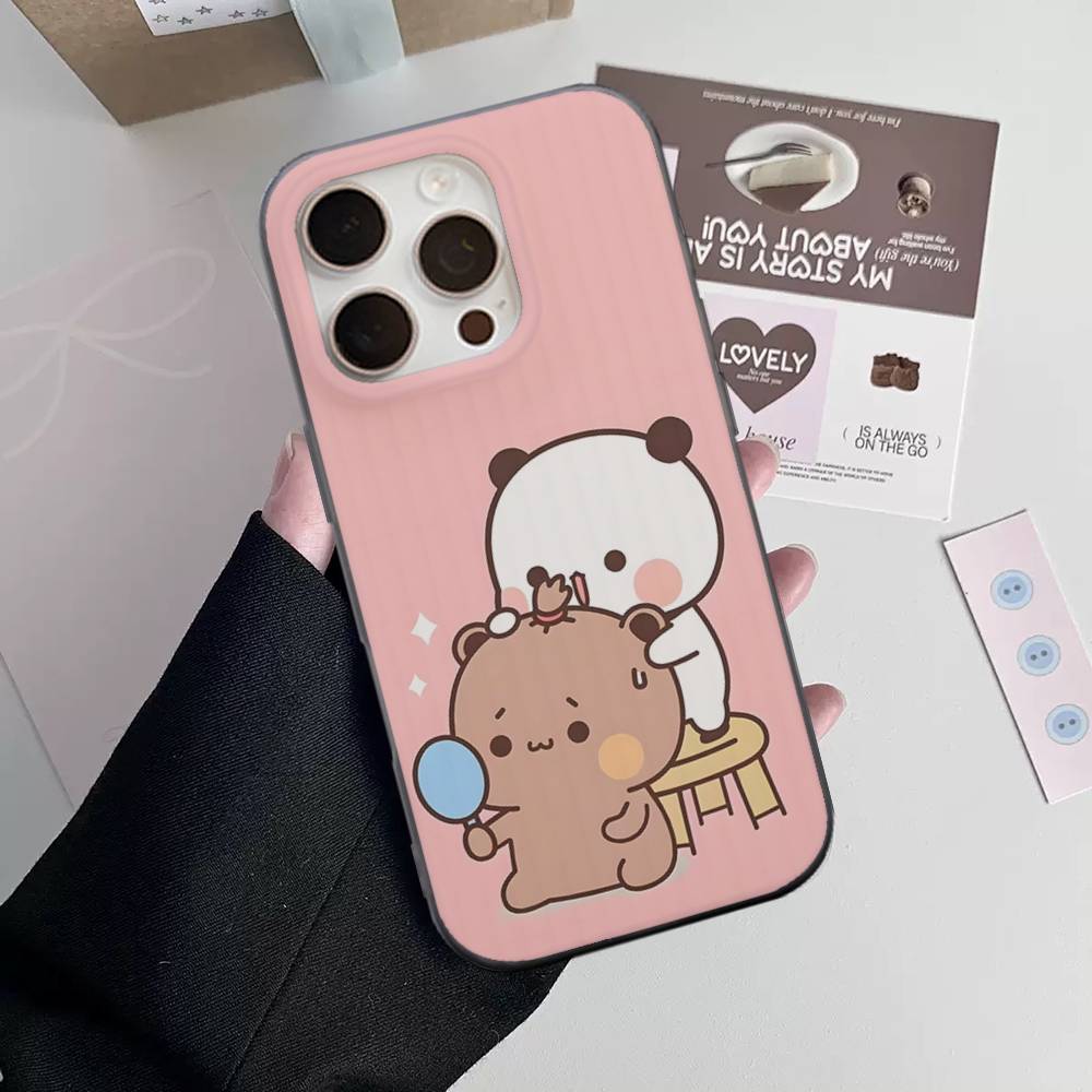 BUBU DUDU Cartoon For IPhone 17 16 15 11 12 13 14 Pro Max Plus Pro Corrugated Translucent Back Phone Cover