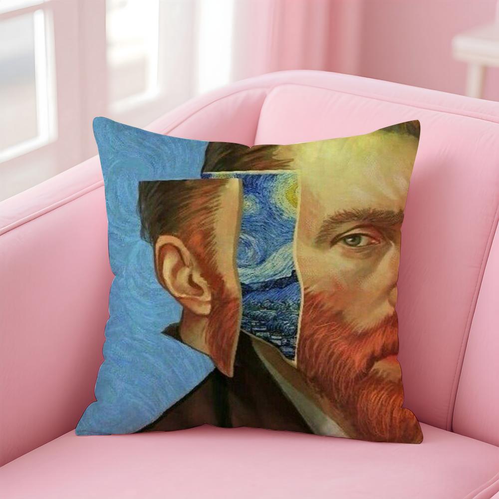 

Van Gogh Starry Sky Oil Painting Cushion Cover Linen Pillowcase Cover Soft Decor for Sofa Home Room 30X30cm